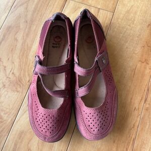 Earth Spirit Women's Size 9 Mary Jane Shoes Burgundy Suede Comfort Straps